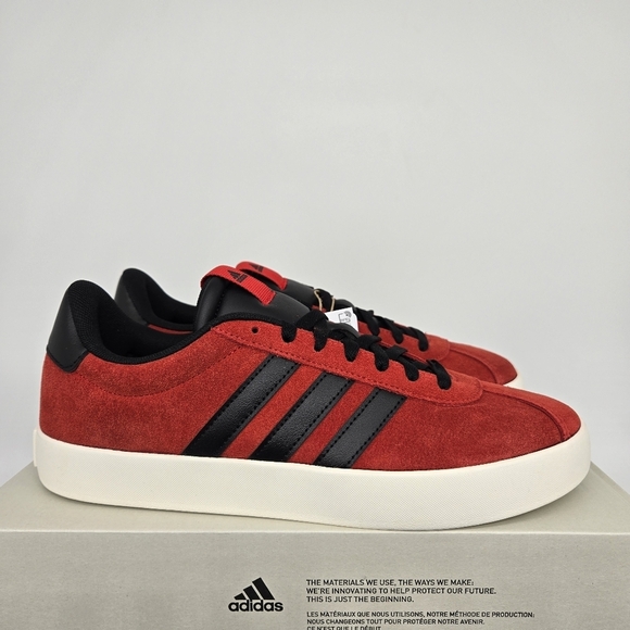 New adidas VL Court 3.0 Better Scarlet Black Men's Skateboarding Shoes Size 11 - Picture 3 of 8